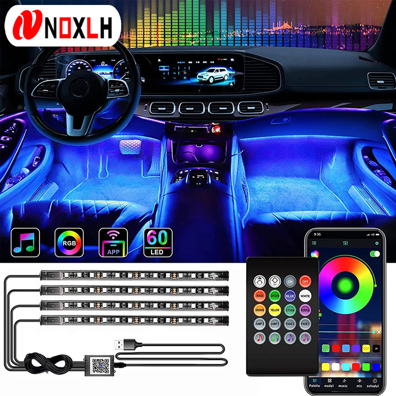 Universal App-Controlled RGB Car Interior Footwell Light Kit
