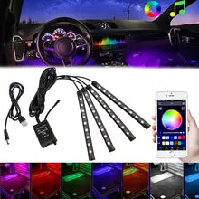Universal App-Controlled RGB Car Interior Footwell Light Kit